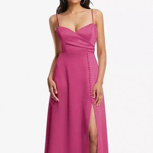 Dessy LB047....Adjustable Strap Faux Wrap Maxi Dress....Tea Rose...Size 14..NWT